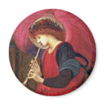 Christmas Angel Magnet - Burne-Jones - Round - Red