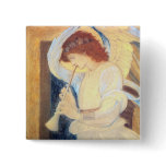 Christmas Angel Square Button Pin - Burne-Jones