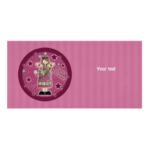 Christmas angel with Christmas tree Photo Card