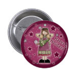 Christmas angel with Christmas tree Pinback Button