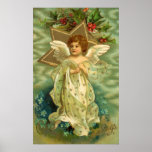 Christmas Angel with Gold Star, Holly, Red Berries posters