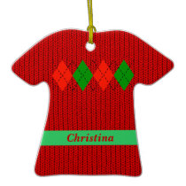 Christmas Argyle Sweater Shirt Ornament