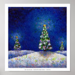 Christmas art fun colourful trees original paintin posters