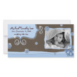 Christmas Baby Boy Photo Card Pink Sparkle Snow