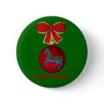 Christmas Ball Carousel Horse Holiday Button Pin