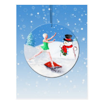 Christmas, Ballet Dancer, Snow Scene Post Card
