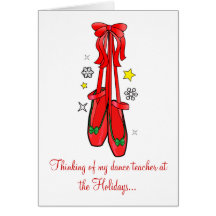 Christmas Ballet Shoes Dance Teacher Card