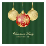 Christmas Balls Red Gold party invitation