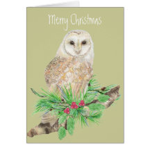 Christmas Barn Owl Greeting Cards