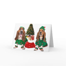 Christmas Basset Card  Blank Inside