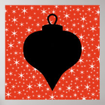 Christmas Bauble Design in Black, Red and White. Posters