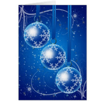 Christmas Baubles with stars and snow Cards