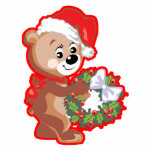 Christmas Bear with Wreath Photo Cut Outs