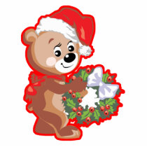 Christmas Bear with Wreath Photo Cut Outs