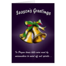 Christmas Bell (Gold/Purple) Greeting Cards