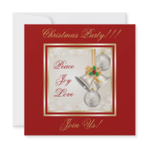 Christmas Bells And Ornaments Party  Invitation