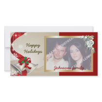 Christmas Bells And Ribbons Photo Card