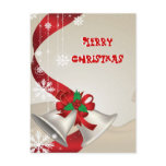 Christmas Bells And Ribbons Postcard
