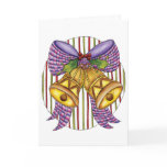Christmas Bells with Ribbons in a Bow and Stripes Greeting Cards