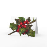 Christmas: Berries, Holly, Pine Cones: Art Card