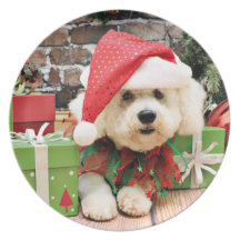 Christmas - Bichon Frise - Daisy Party Plate