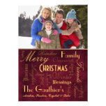 Christmas Blessings Retro Red Holiday Card Invitation