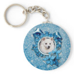 Christmas - Blue Snowflake - American Eskimo keychains