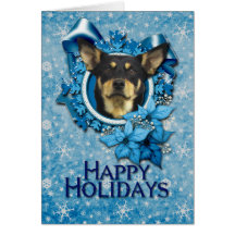 Christmas - Blue Snowflake - Australian Kelpie Greeting Card