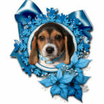 Christmas - Blue Snowflake - Beagle Puppy photo sculptures