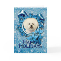 Christmas - Blue Snowflake - Bichon Frise Greeting Card