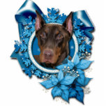 Christmas - Blue Snowflake - Doberman - Rocky photo sculptures