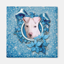 Christmas - Blue Snowflake - Pitbull - Petey Refrigerator Magnet