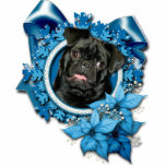 Christmas - Blue Snowflake - Pug - Ruffy Photo Cutouts