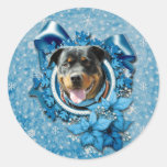 Christmas - Blue Snowflake - Rottweiler SambaParTi Round Sticker