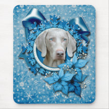 Christmas - Blue Snowflake - Weimeraner - Blue Eye Mouse Pads