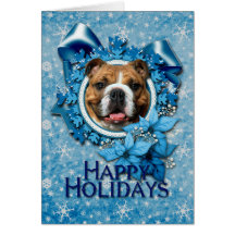 Christmas - Blue Snowflakes - Bulldog Greeting Cards