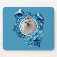 Christmas - Blue Snowflakes - Maltese Mousepad