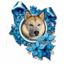 Christmas - Blue Snowflakes - Siberian Husky Photo Cutout