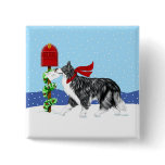 Christmas Border Collie Mail buttons