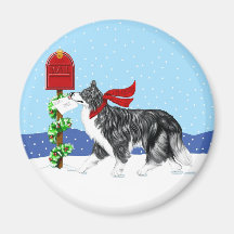Christmas Border Collie Mail Magnet