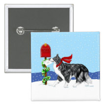 Christmas Border Collie Mail Pins