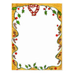 Christmas Border, Peppermints, Holly, Heart Postcards