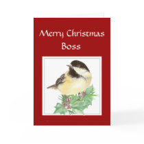 Christmas, Boss, From Group Chickadee Bird Greeting Card