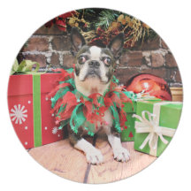 Christmas - Boston Terrier - Natty Party Plates