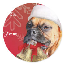 Christmas Boxer dog gift tag stickers