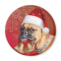 Christmas Boxer dog Fridge Magnets
