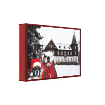 Christmas boxer dogs canvas wrap canvas print