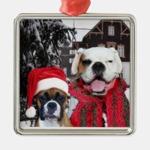 Christmas Boxer dogs ornament