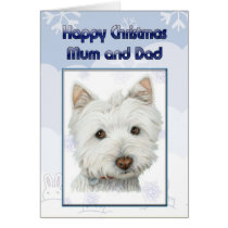 christmas brother, greeting card with cute westie