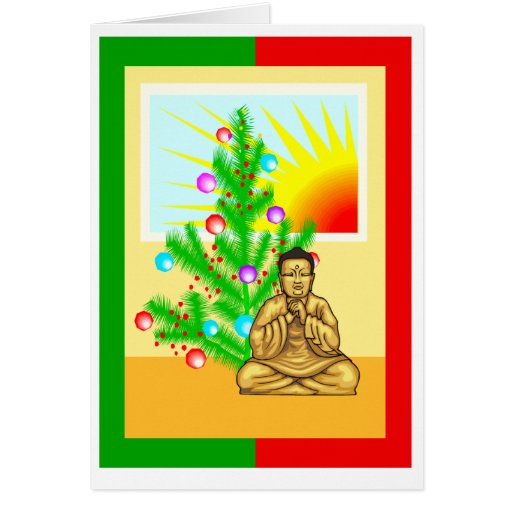 Christmas Buddha w/ Tree Greeting Cards